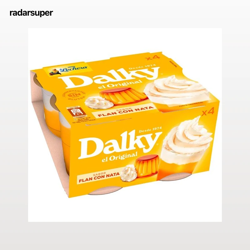 DALKY de La Lechera Copa con sabor a flan con nata sin gluten 4x100 g.