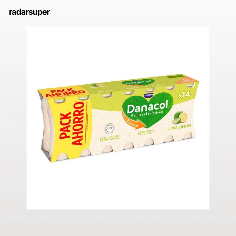 DANACOL Yogurt líquido sabor lima - limón, que ayuda a controlar el colesterol 14 x 96 ml.