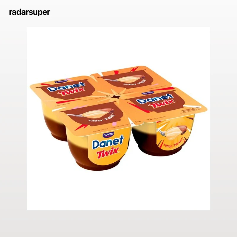 DANET de Danone Natillas con sabor a Twix (chocolate, caramelo y sabor galleta) 4 x 115 g.
