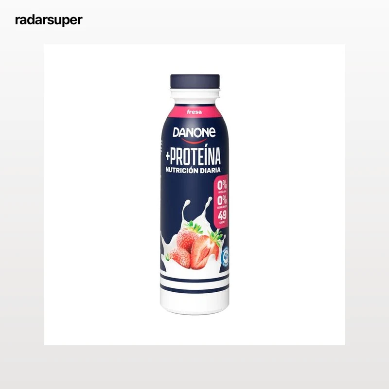 DANONE + Proteína Leche fermentada desnatada con fresa y edulcorantes, rica en proteinas 265 ml.