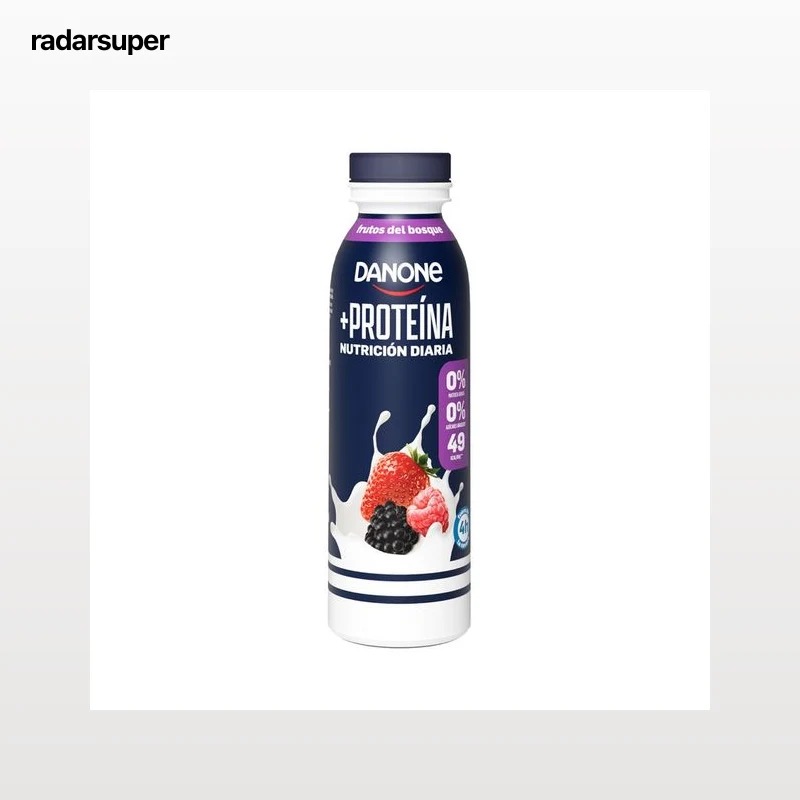 DANONE + Proteína Leche fermentada desnatada con frutos del bosque, edulcorantes y rica en proteinas 265 ml.