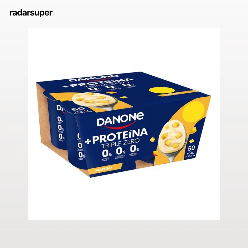 DANONE + Proteína Yogur desnatado con mango y alto contenido en proteínas 4 x 105 g.