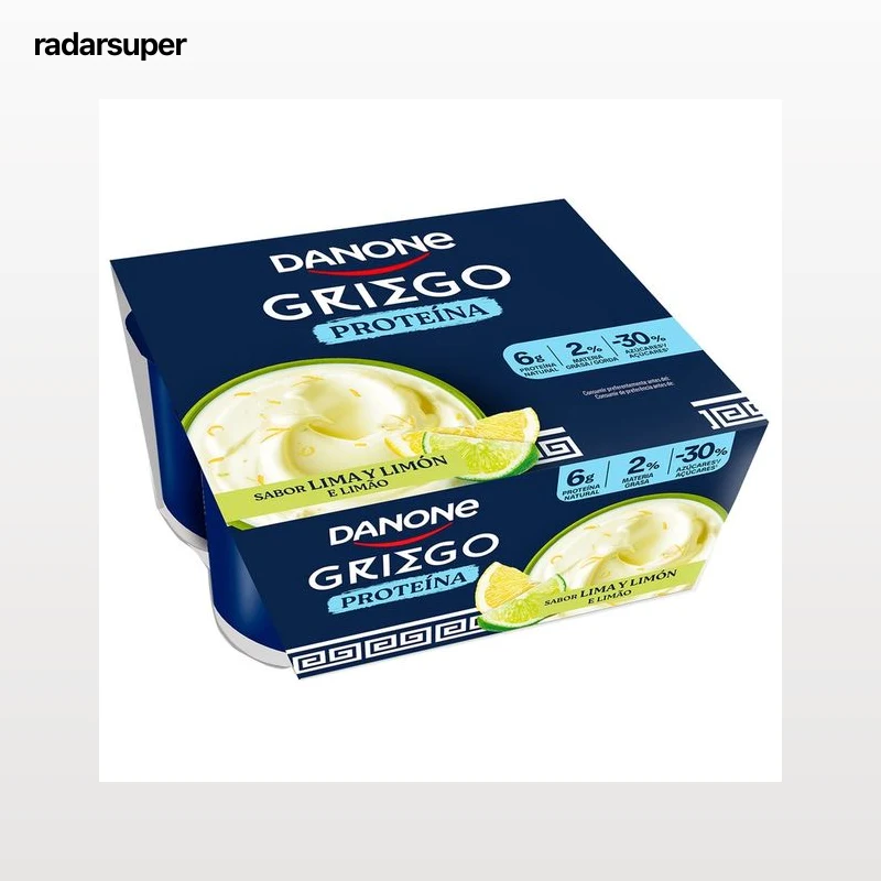 DANONE Proteína Yogur griego sabor lima y limón 4 x 110 g.