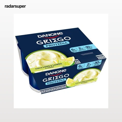 DANONE Proteína Yogur griego sabor lima y limón 4 x 110 g.