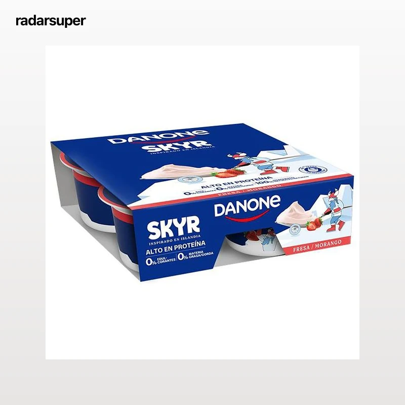 DANONE Skyr de fresa con alto contenido en proteína y 0% materia grasa 4 x 100 g.