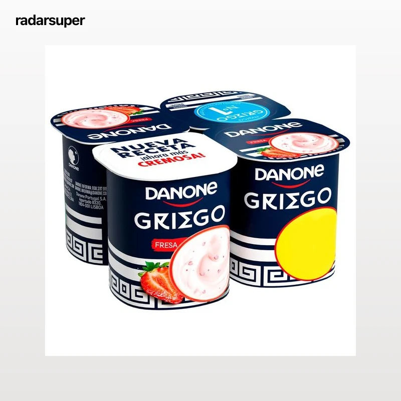 DANONE Yogur griego con sabor a fresa 4 x 110 g.