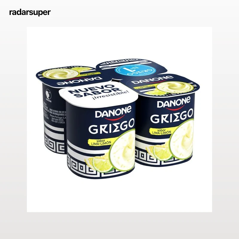 DANONE Yogur griego con sabor a lima-limón y con un 30% menos de grasa 4 x 110 g
