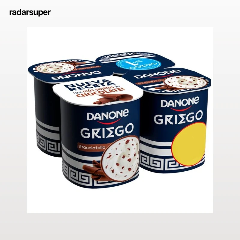DANONE Yogur griego de stracciatella, con un 30% menos de grasa 4 x 110 g.