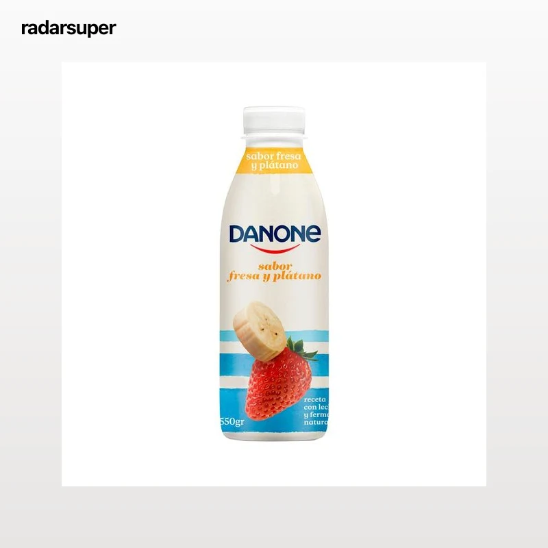 DANONE Yogur líquido para beber con sabor a fresa y platáno 550 g.