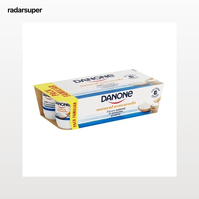DANONE Yogur natural azucarado, elaborado con fermentos naturales  8 x 120 g.