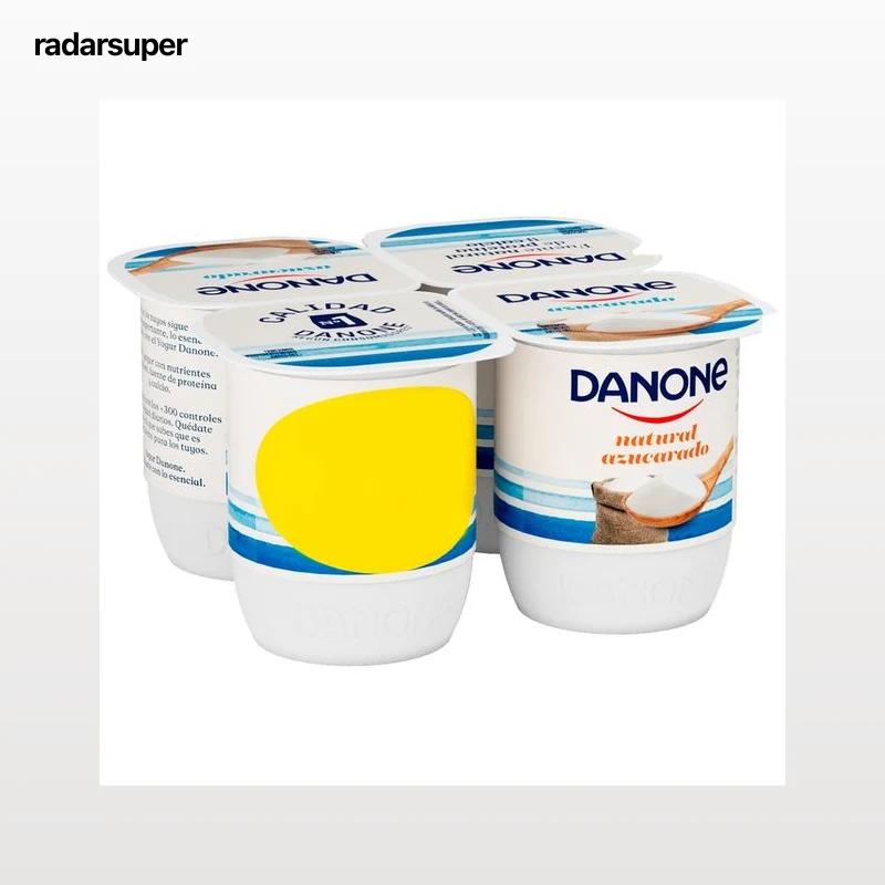 DANONE Yogur natural azucarado elaborado con leche fresca 4 x 120 g.