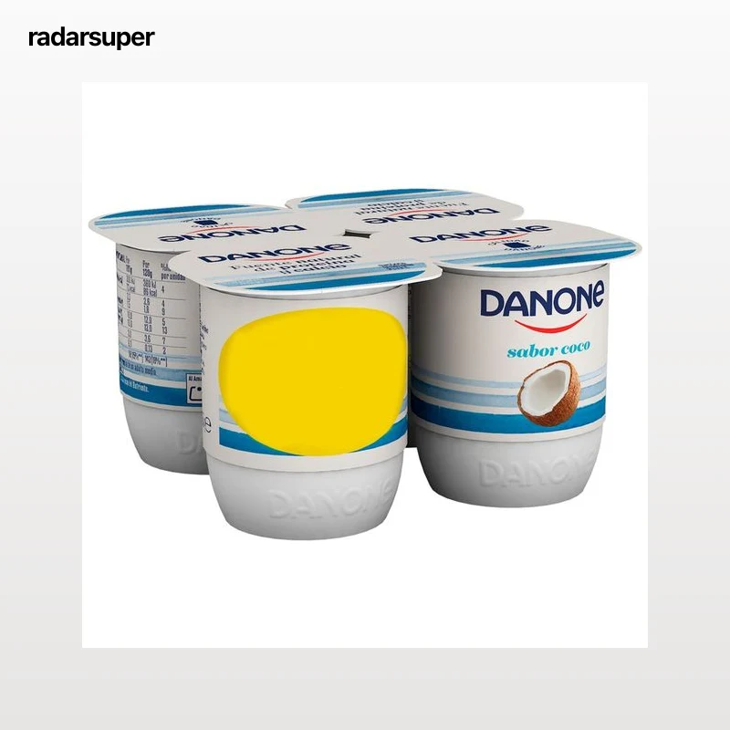 DANONE Yogur con sabor a coco, elaborado con leche fresca de vaca 4 x 120 g.