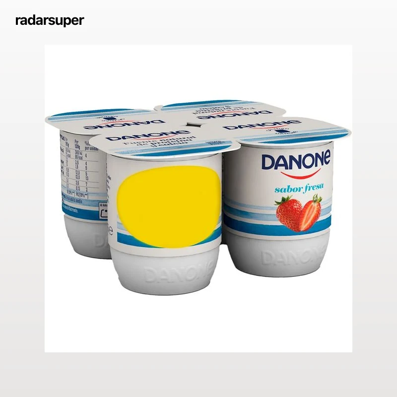 DANONE Yogur con sabor a fresa elaborado con leche fresca de vaca 4 x 120 g.