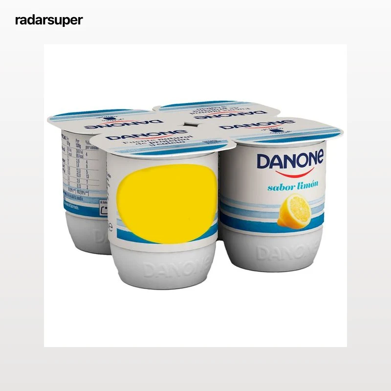 DANONE Yogur con sabor a limón, elaborado con leche fresca de vaca 4 x 120 g.