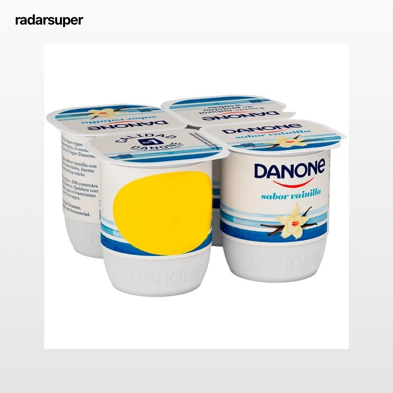 DANONE Yogur con sabor a vainilla, elaborado con fermentos naturales 4 x 120 g.