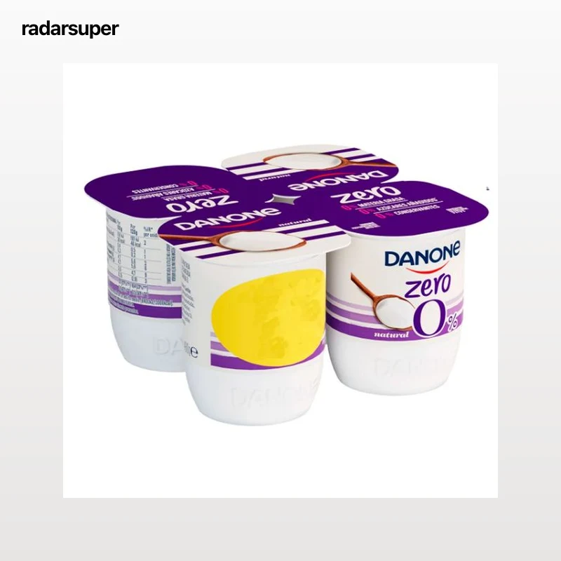 DANONE Zero 0% Yogur natural desnatado sin azúcares añadidos y sin conservantes 4 x 120 g.