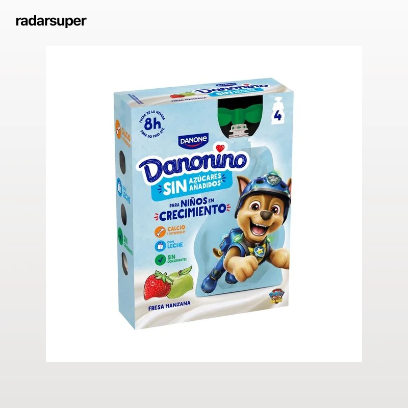 DANONINO Bolsita (pouch) de yogur con fresa y manzana 4 x 70 g.