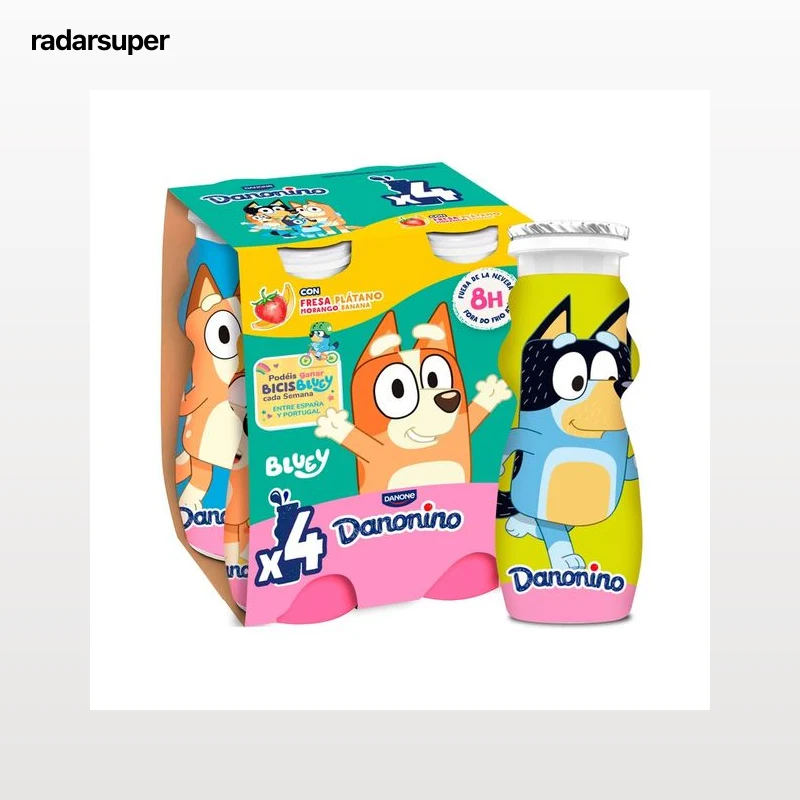 DANONINO Petit líquido para beber, con sabor a fresa y plátano DANONINO de Danone 4 x 100 g.