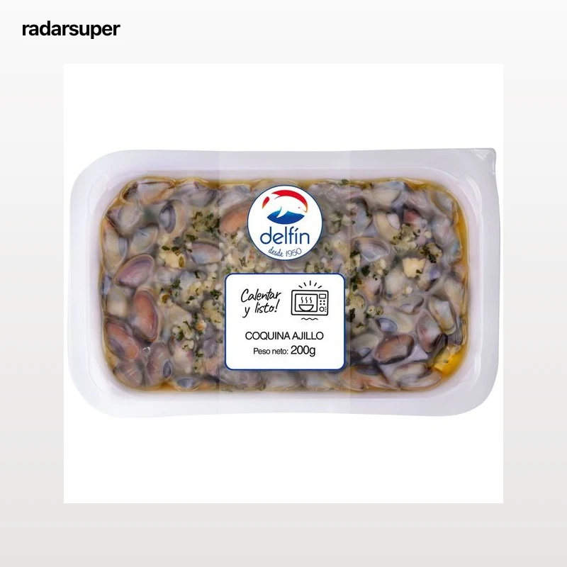 DELFÍN Coquinas al ajillo, listas para calentar y comer 200 g.