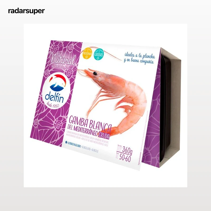 DELFÍN Gamba blanca 50 / 60 del Mediterraneo, cruda y ultracongelada DELFÍN 360 g (P.N.E).
