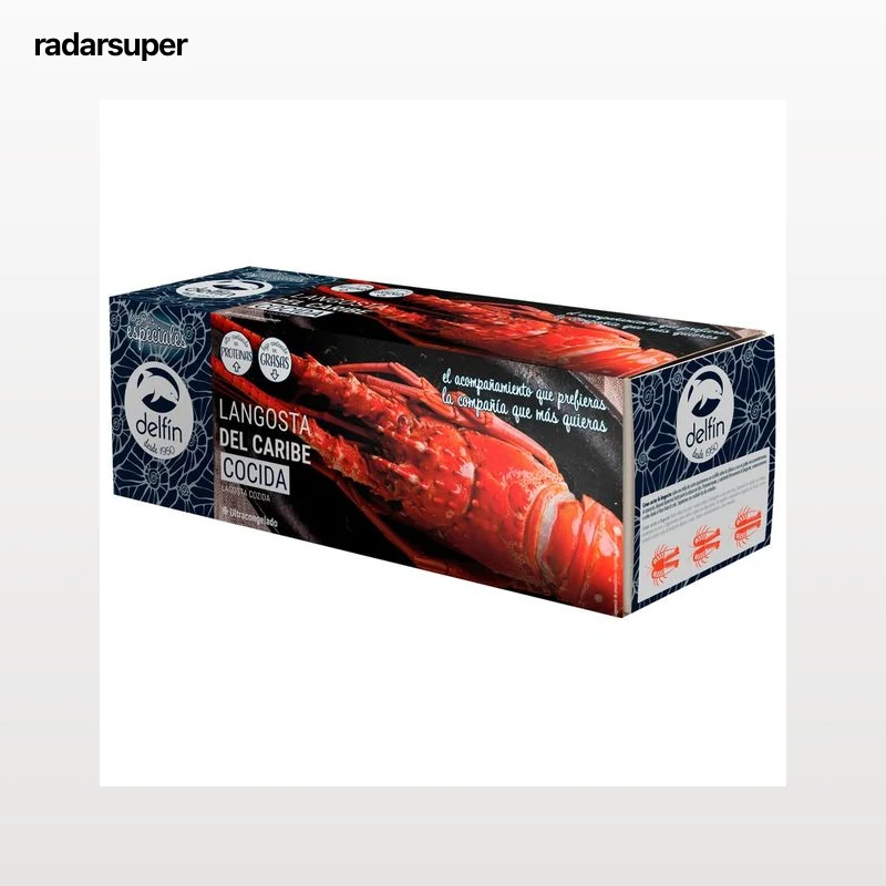 DELFÍN Langosta del caribe, entera, cocida en agua de mar y ultracongelada 575 / 630 g.