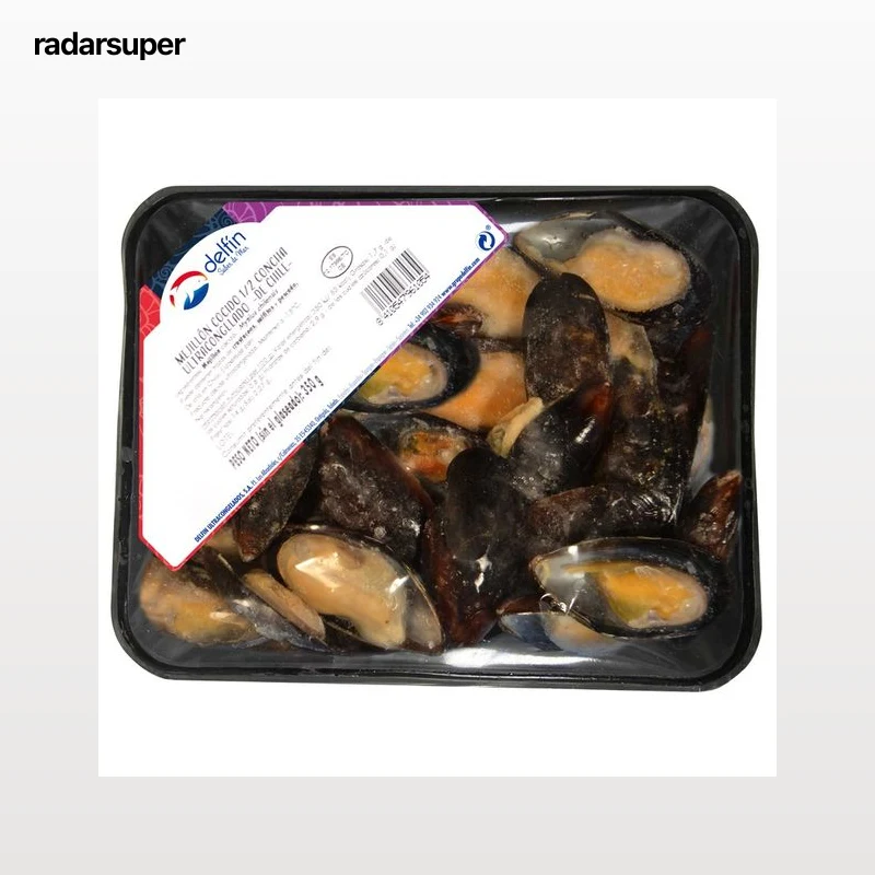 DELFÍN Mejillón cocido 1/2 concha, de Chile, ultracongelado DELFÍN 350 g.