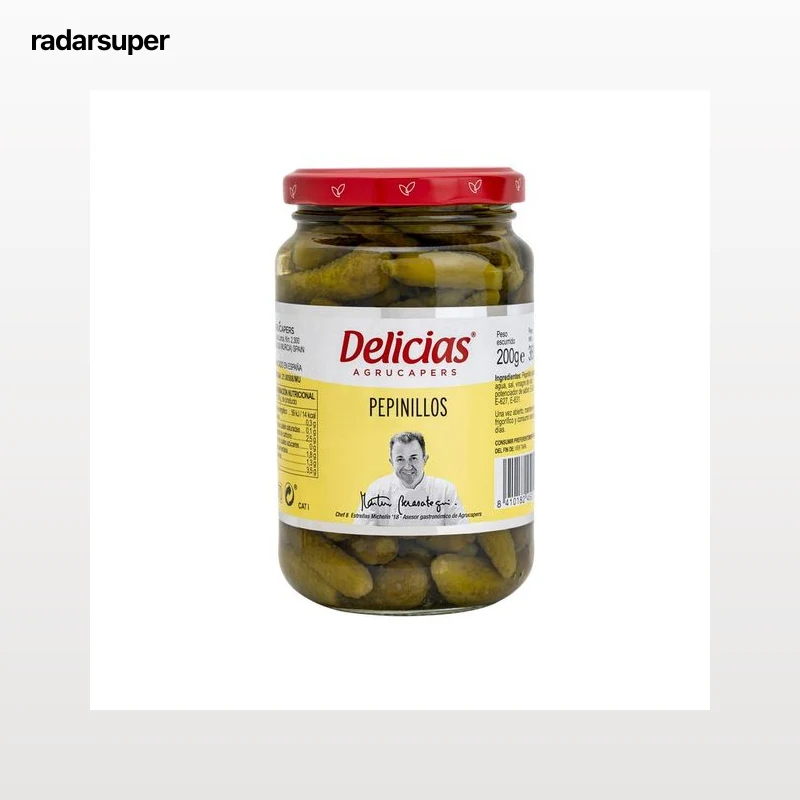 DELICIAS Pepinillos pequeños en vinagre extra frasco de 200 g.
