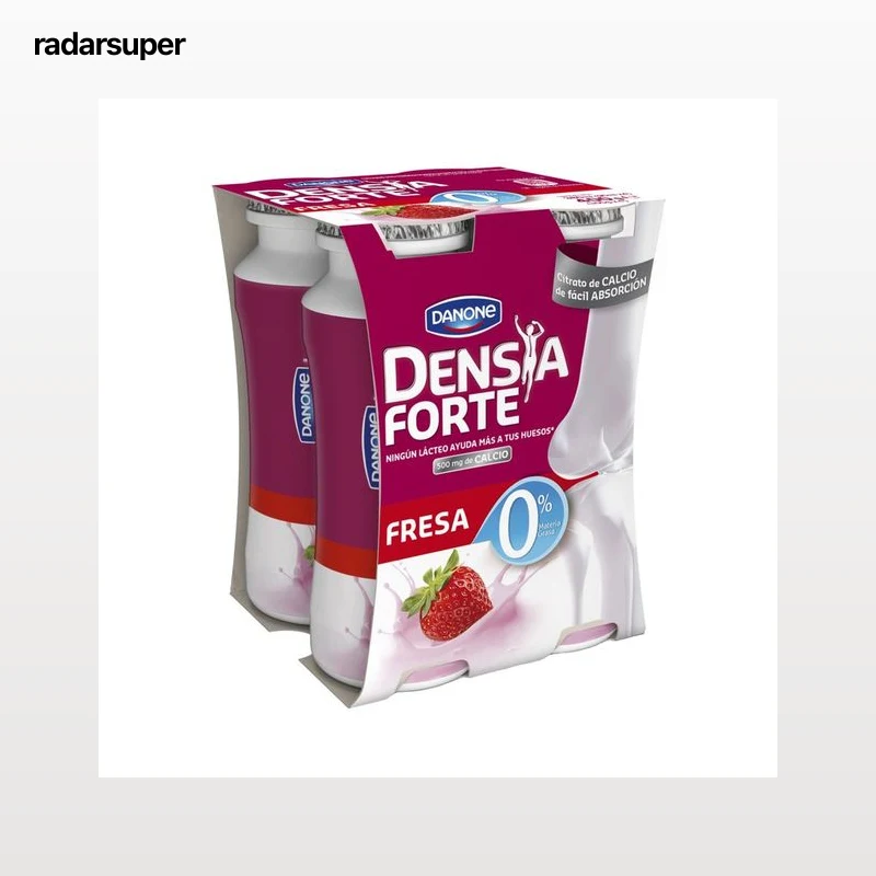 DENSIA Yogur líquido desnatado, con sabor a fresa y que ayuda a el control de la densidad ósea 0% de Danone 4 x 100 g.