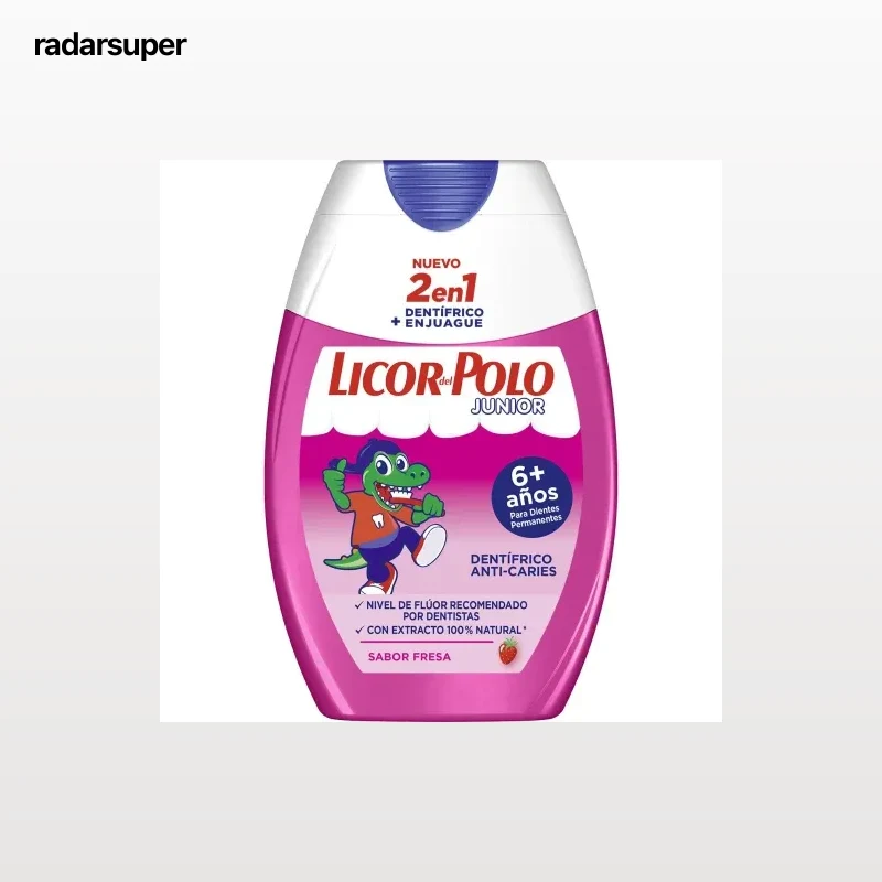 Dentífrico 2 en 1 junior sabor fresa Licor del Polo 75 ml.