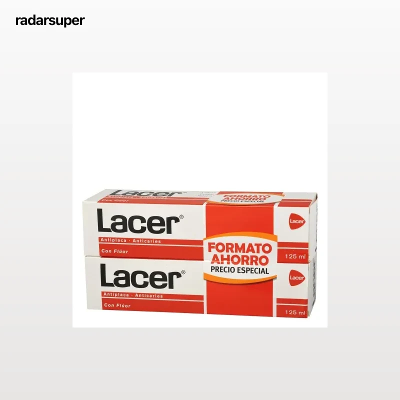 Dentífrico antiplaca y anticaries Lacer pack de 2 unidades de 125 ml.