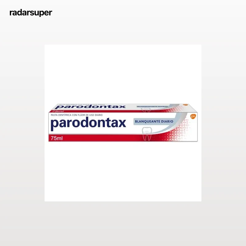 Dentífrico con flúor de uso diario blanqueante diario Parodontax 75 ml.