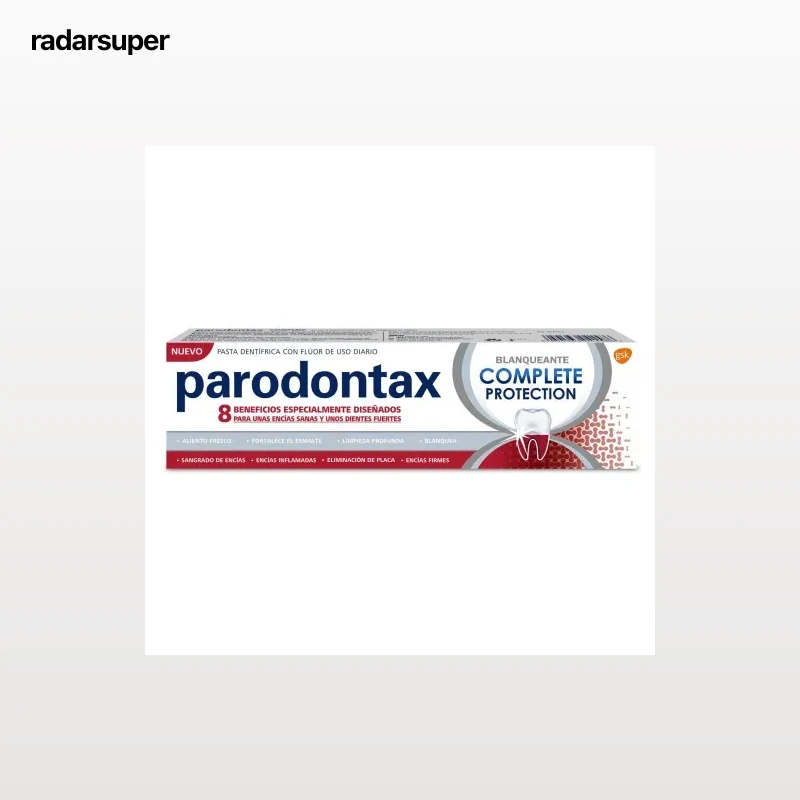 Dentífrico con flúor de uso diario Complete Protección Blanqueante Parodontax 75 ml.