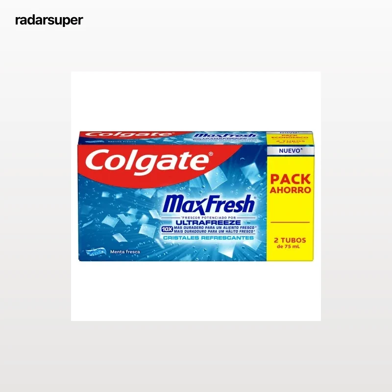 Dentífrico cristales refrescantes MaxFresh Colgate pack 2 unidades 75 ml.