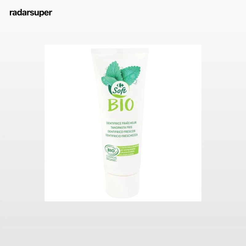 Dentífrico frescor con agua de menta Soft Bio Carrefour 75 ml.