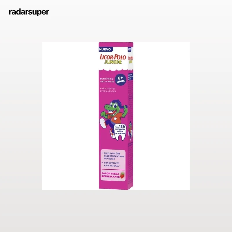 Dentífrico junior + 6 años con flúor sabor fresa refrescante Licor del Polo 75 ml.