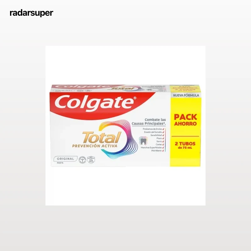 Dentífrico original Colgate Total pack de 2 unidades de 75 ml.