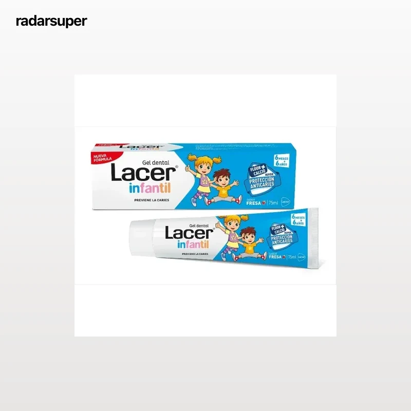 Dentífrico protección anticaries con flúor y calcio sabor fresa para niños +6 meses Infantil Lacer 75 ml.