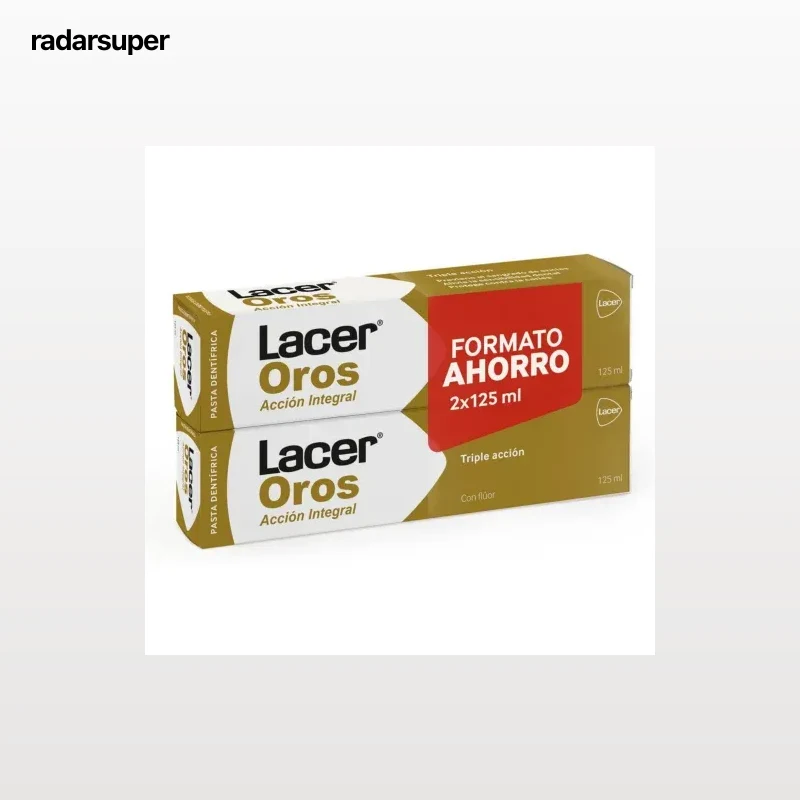 Dentífrico protección bucodental integral de dientes y encías triple acción Lacer Oros pack de 2 unidades de 125 ml.