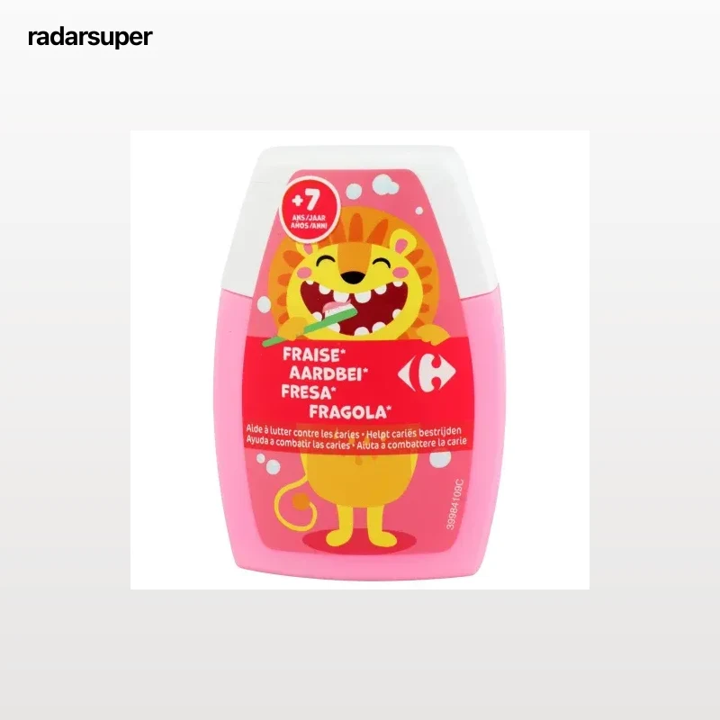 Dentífrico sabor fresa desde 7 años Carrefour 75 ml.