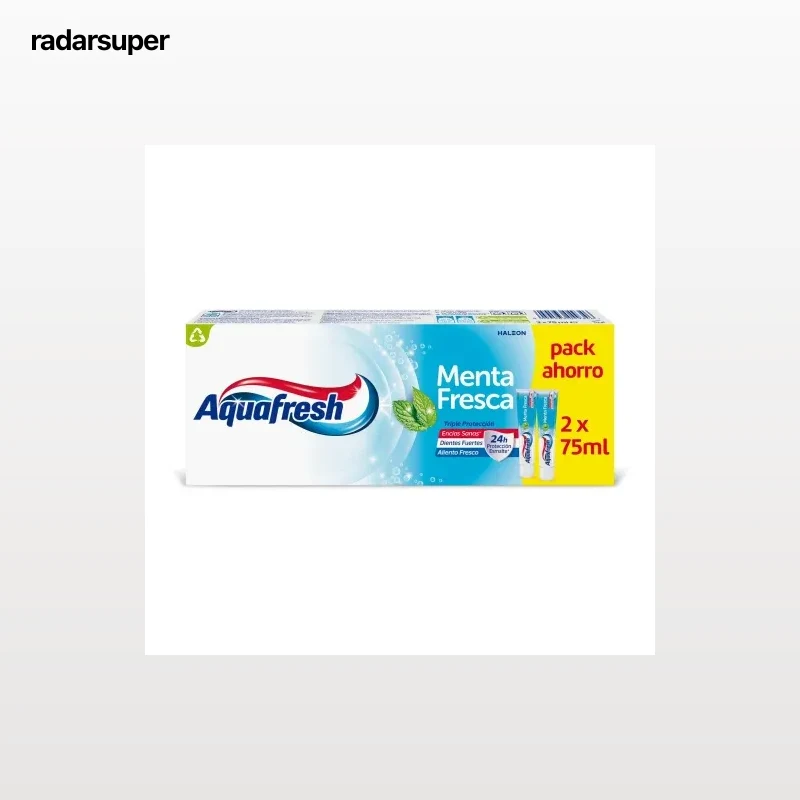 Dentífrico triple protección menta fresca Aquafresh pack 2 unidades 75 ml.