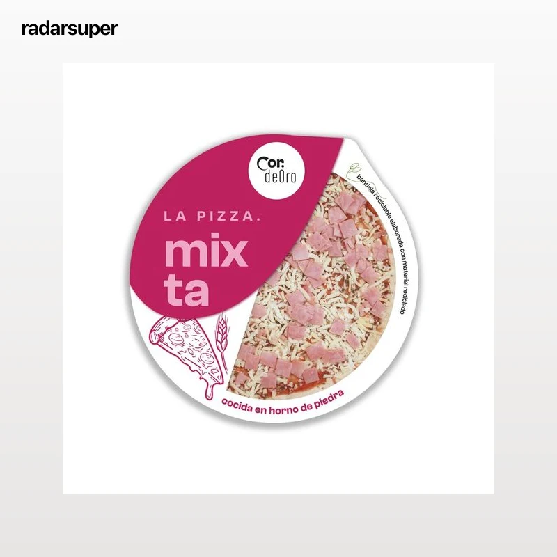 DEORO Pizza fresca de jamón y queso cocida en horno de piedra DEORO 400 g.