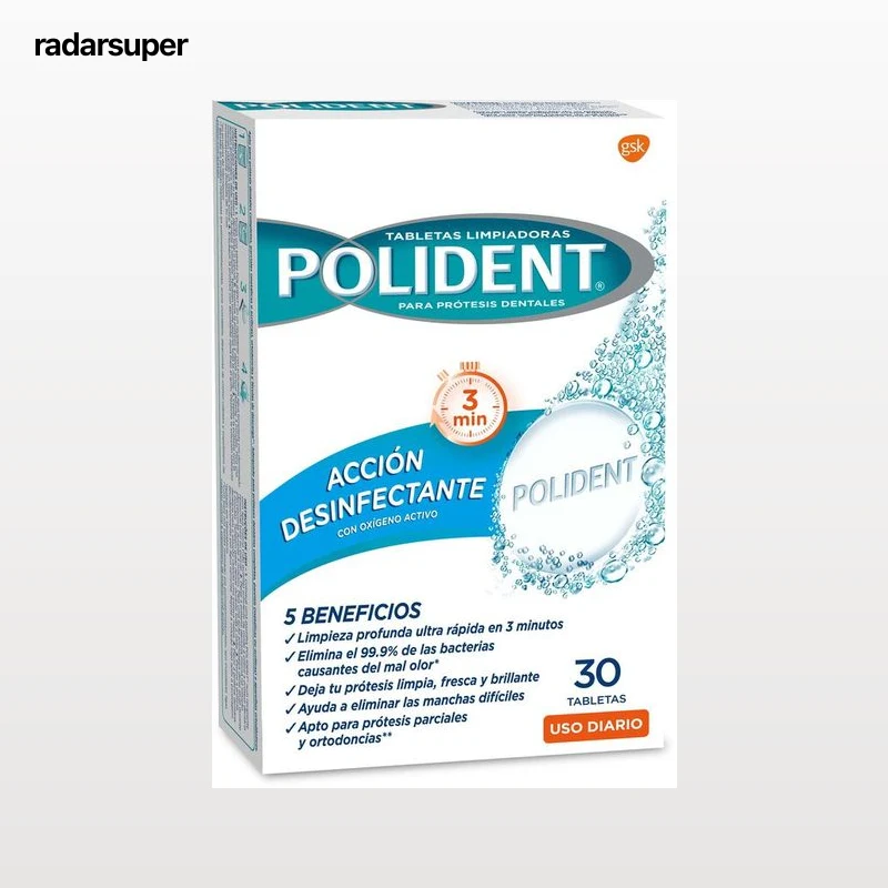 Desinfectante prótesis dental Polident 30 unidades Oxígeno activo