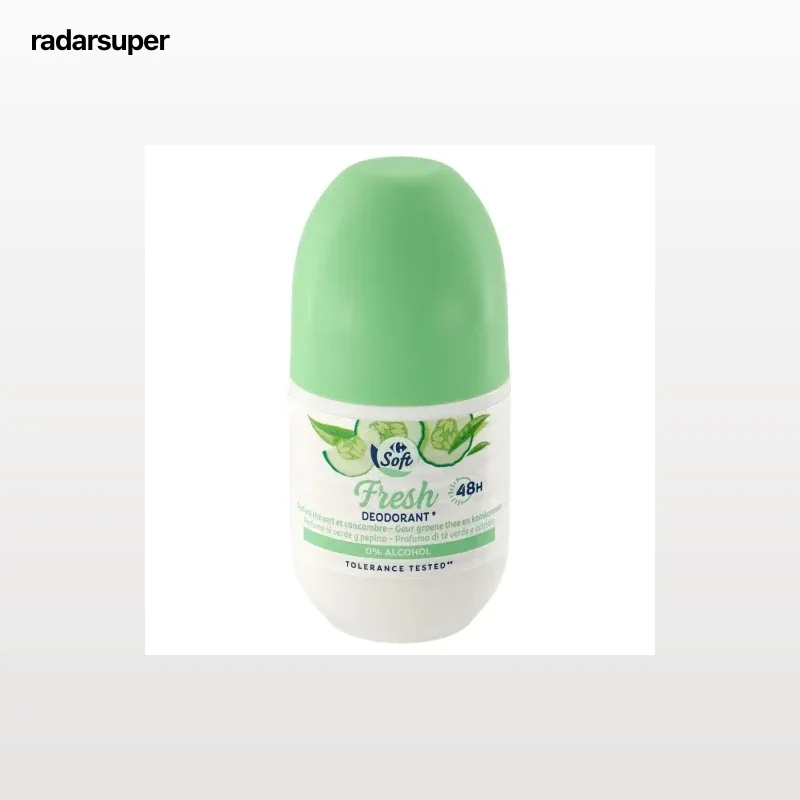Desodorante en roll-ron perfume té verde y pepino Soft Carrefour  50 ml.