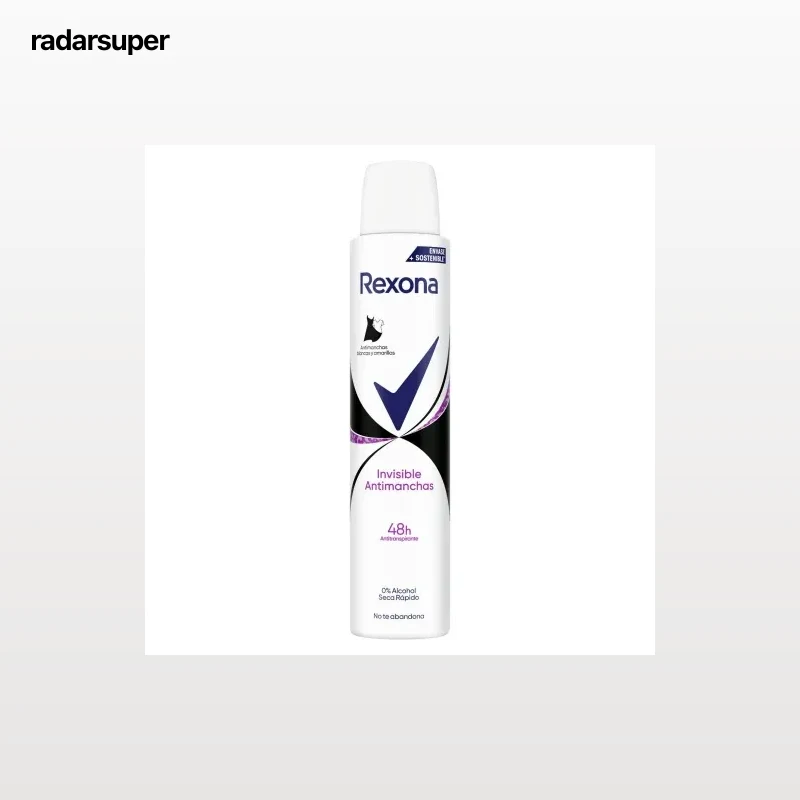Desodorante en spray antitranspirante invisible antimanchas Rexona 200 ml.