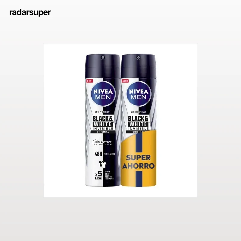 Desodorante en spray Black & White Invisible Original Nivea Men pack de 2 unidades de 200 ml.