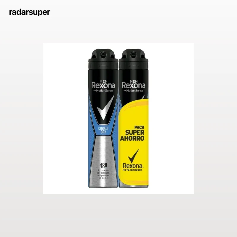 Desodorante en spray Cobalt Blue anti-transpirante Rexona pack de 2 unidades de 200 ml.