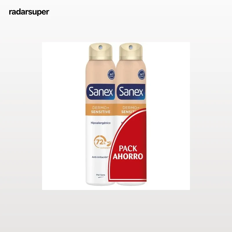 Desodorante en spray dermo sensitive hipoalergénico Sanex pack de 2 unidades de 200 ml.