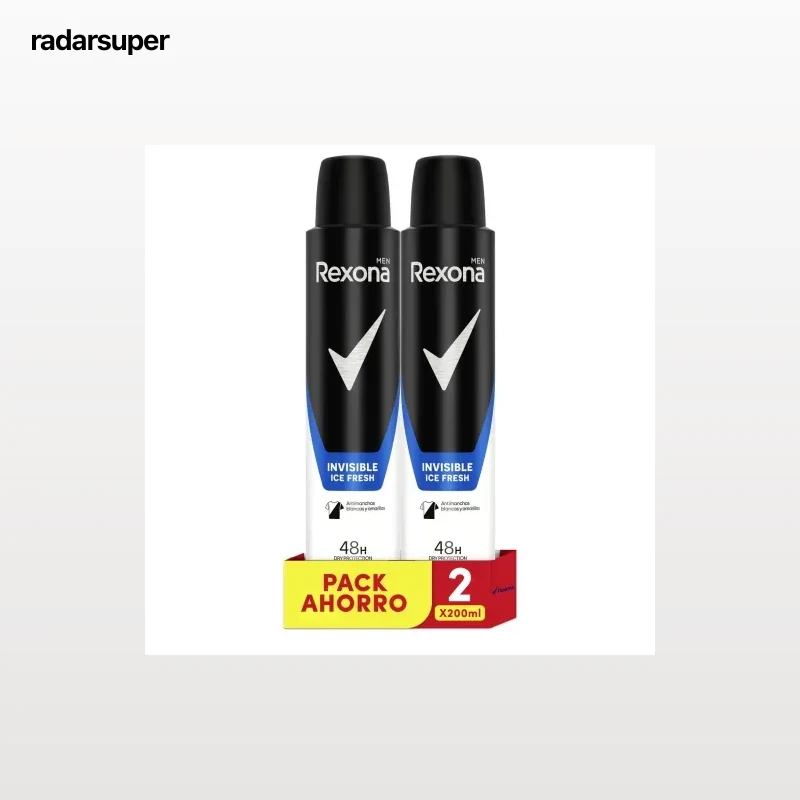Desodorante en spray invisible Ice Fresh Rexona Men pack de 2 unidades de 200 ml.