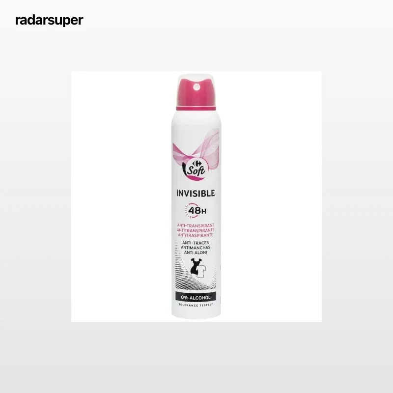 Desodorante en spray invisible Soft Carrefour 200 ml.