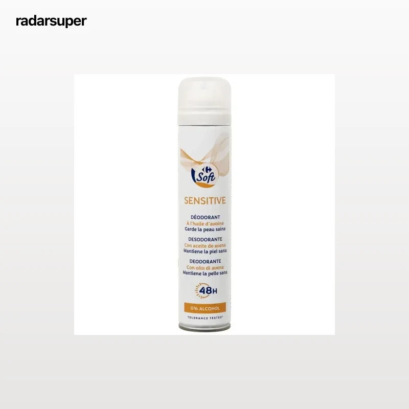 Desodorante en spray sensitive Soft Carrefour 200 ml.